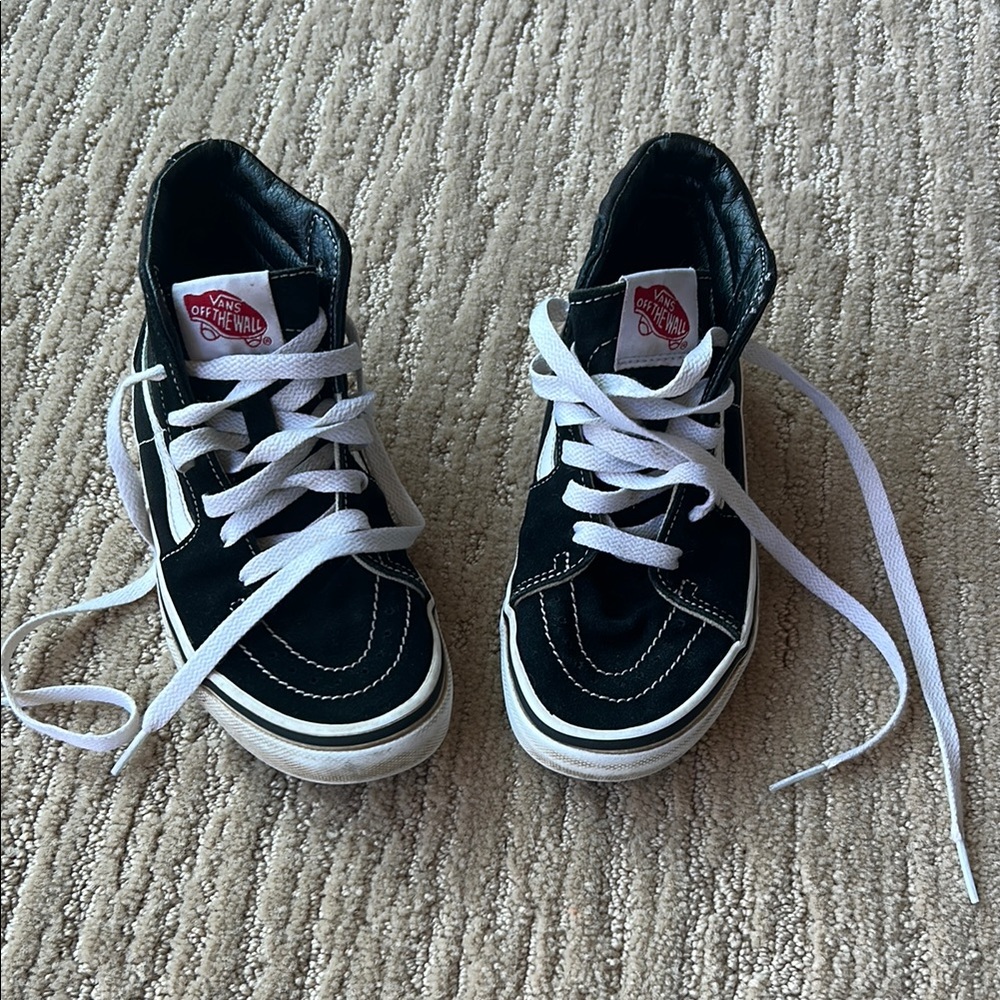 Vans Black and White High-Top Sneakers with Signature Jazz Stripe